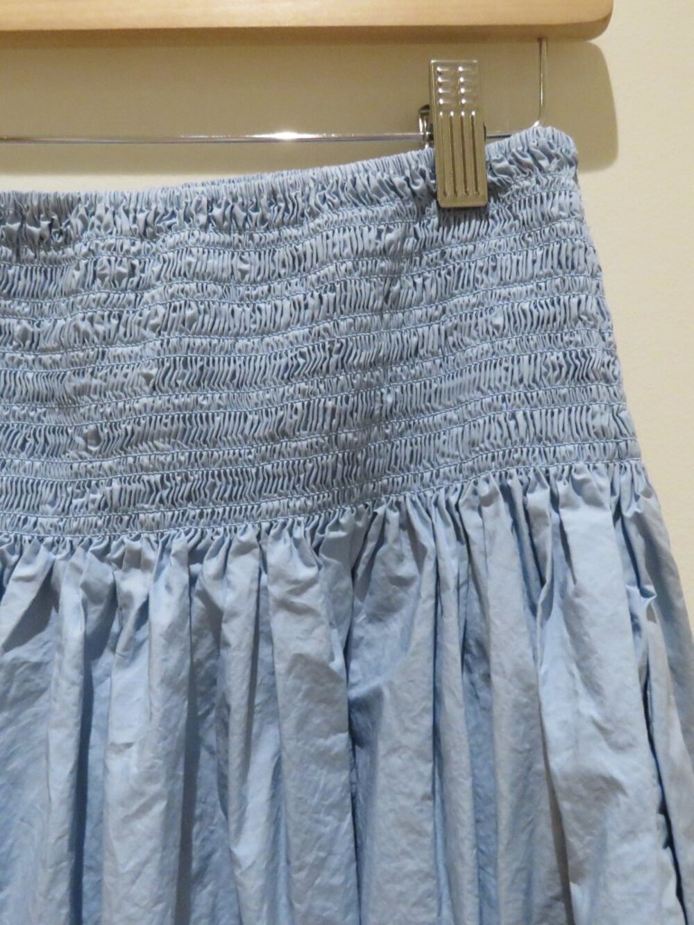COS Smocked Midi Cotton Poplin Skirt Cornflower Blue Small Minimalist Cottage - Picture 11 of 12